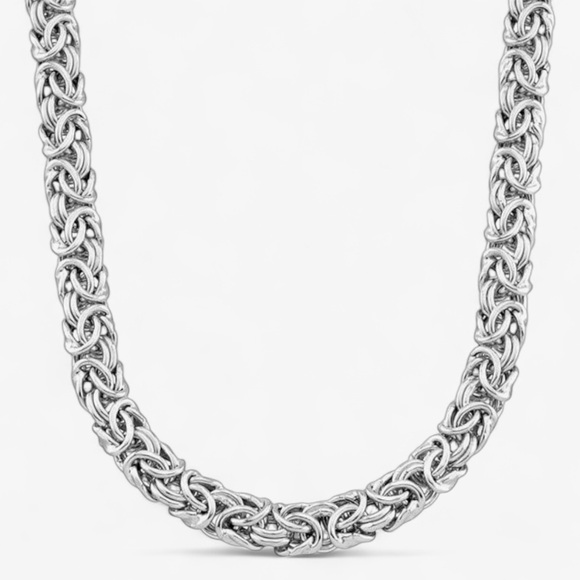Luzy Jewelry Jewelry - Italian 925 Sterling Silver Stunning Byzantine Chunky Necklace Handmade in Italy